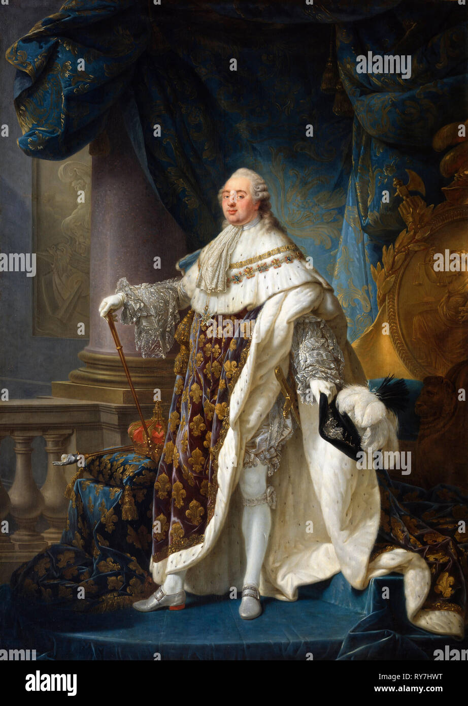 Luigi XVI Portrait King  of France and Navarra ( 1754 - 1793 )  - From Antoine François Callet Stock Photo