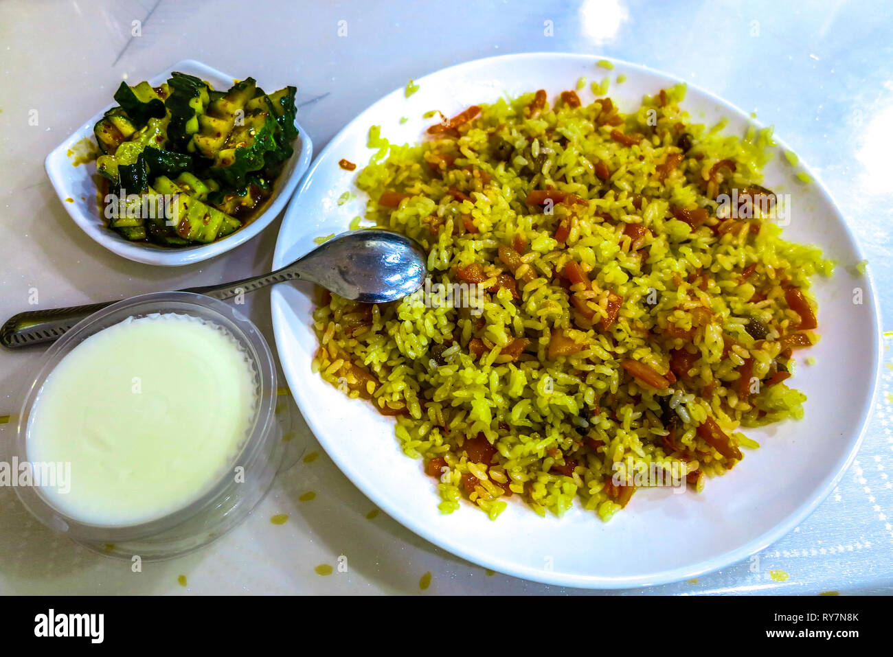 Uyghur Traditional Vegan Pilaf without Meat and Dairy Products Stock