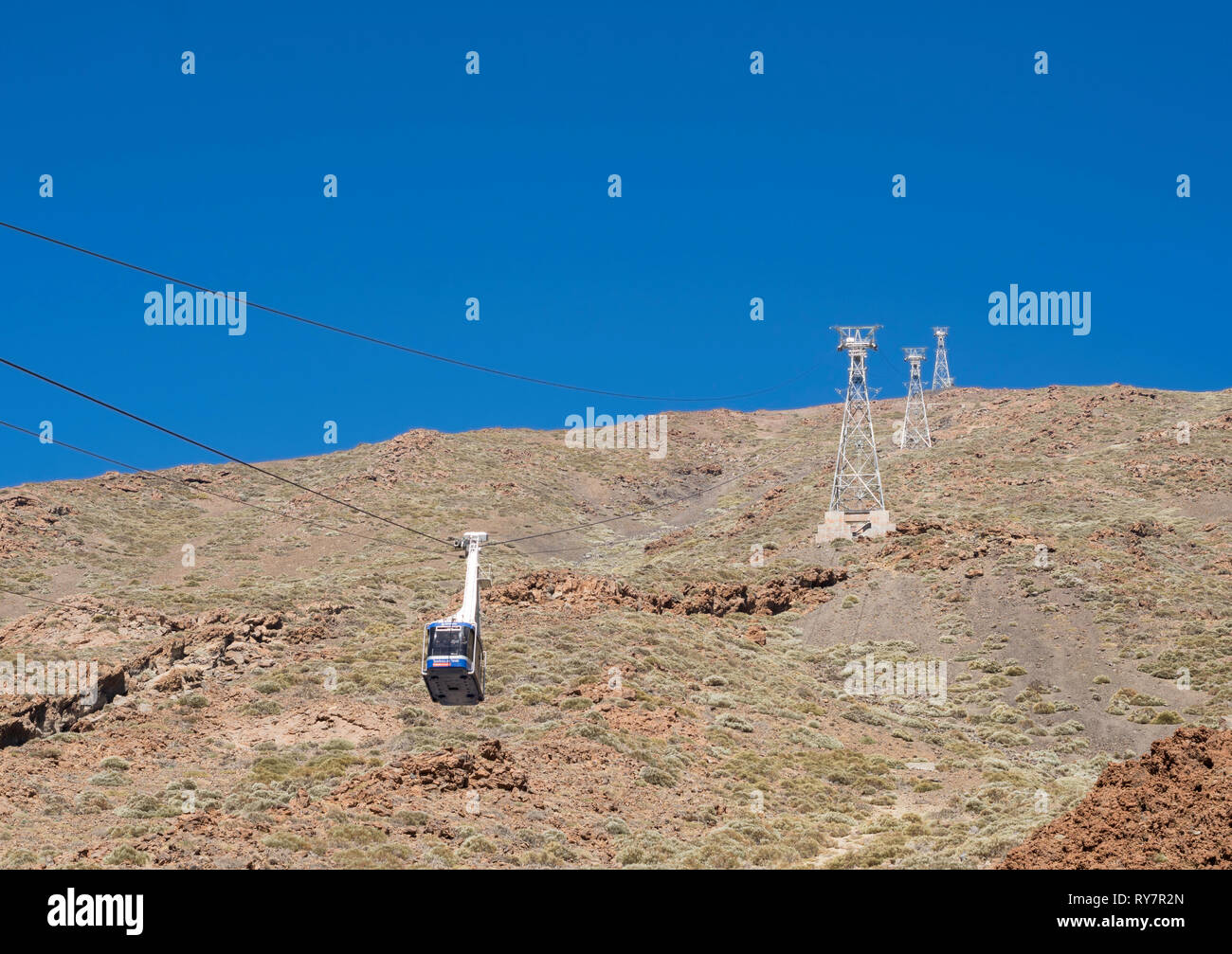 Cable car carrying passengers up to Mount Teide, Teide National Park, Tenerife, Canary Islands