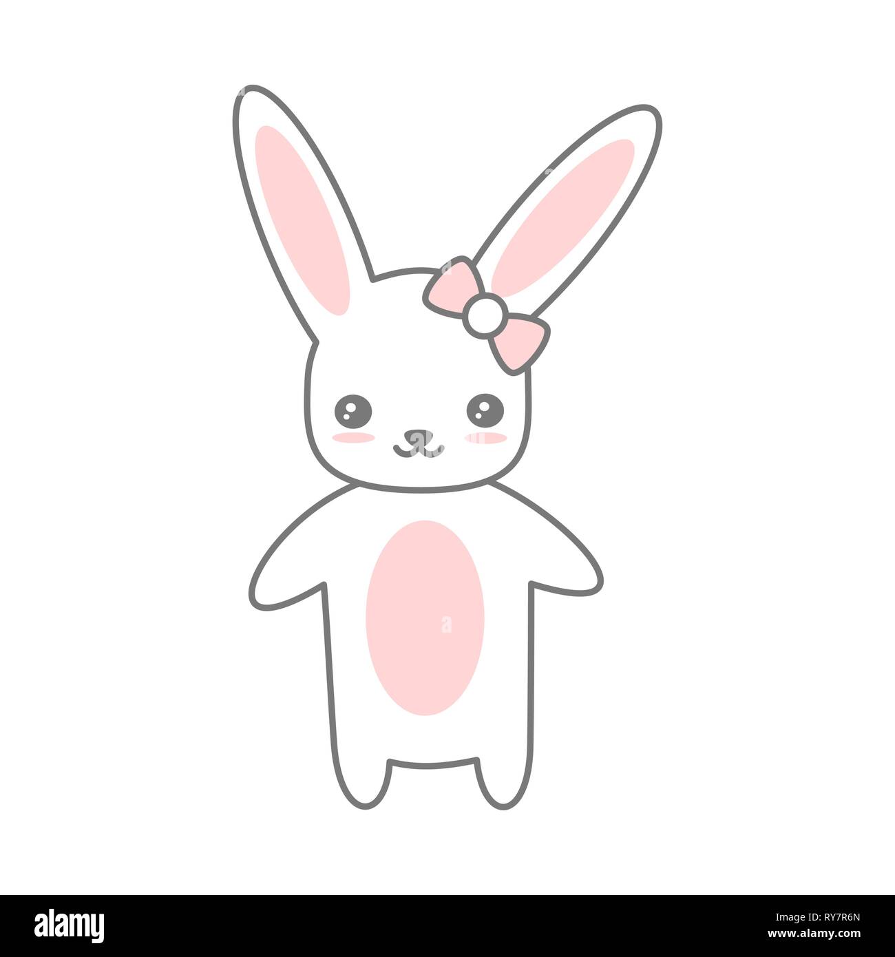 cute cartoon vector happy easter bunny isolated on white background ...