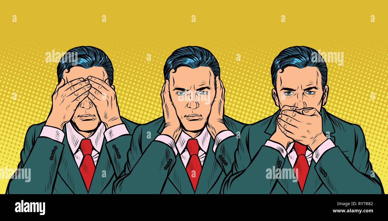 Not see say look concept man businessman Stock Vector