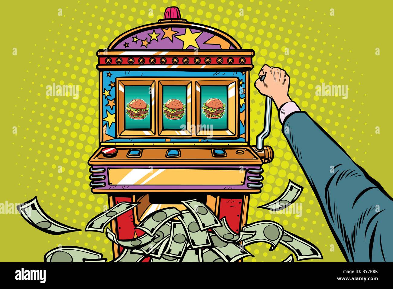 Burger prize slot machine Stock Vector