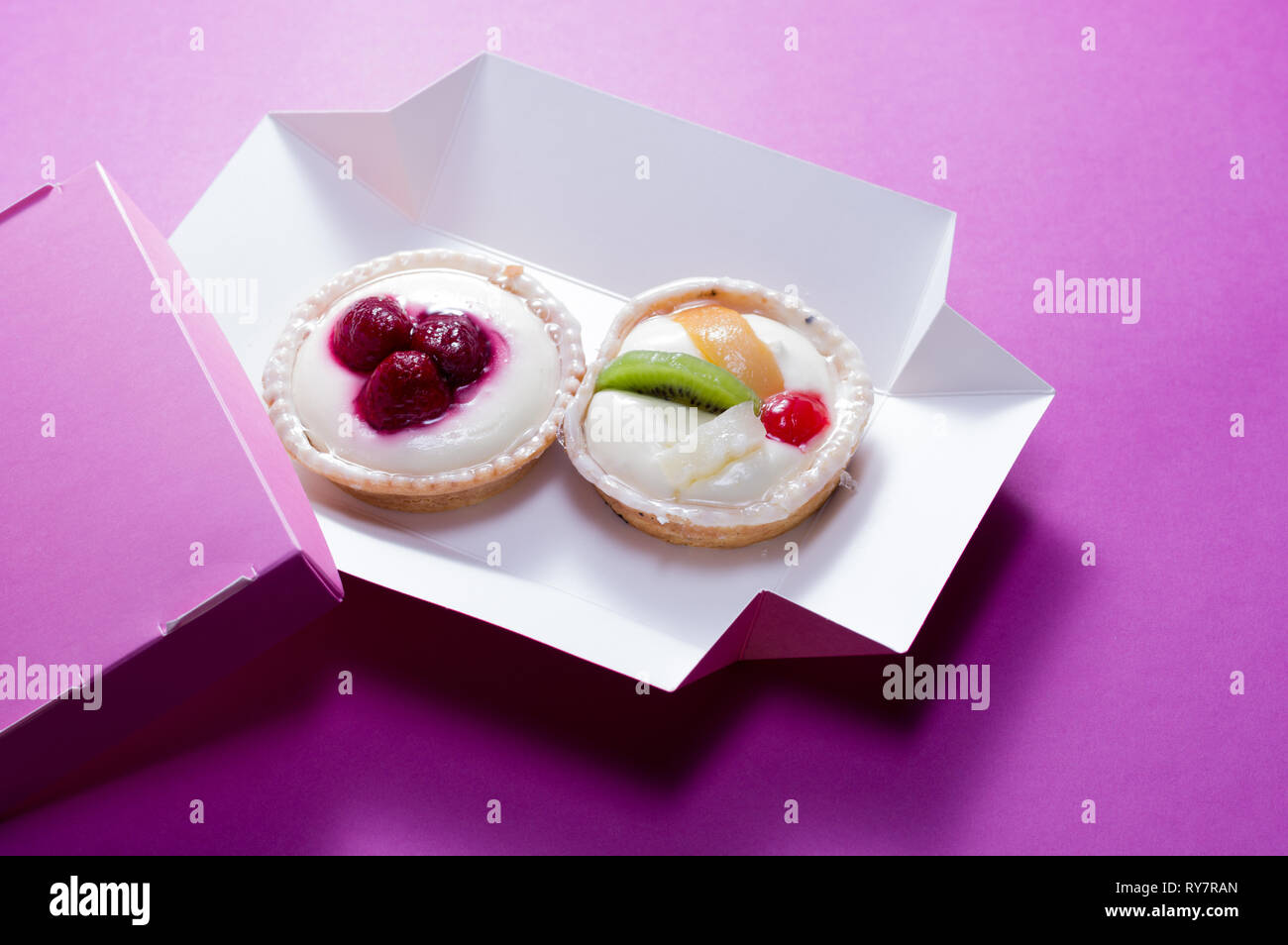 Dessert in the box. Food delivery. Delivery of desserts in the package