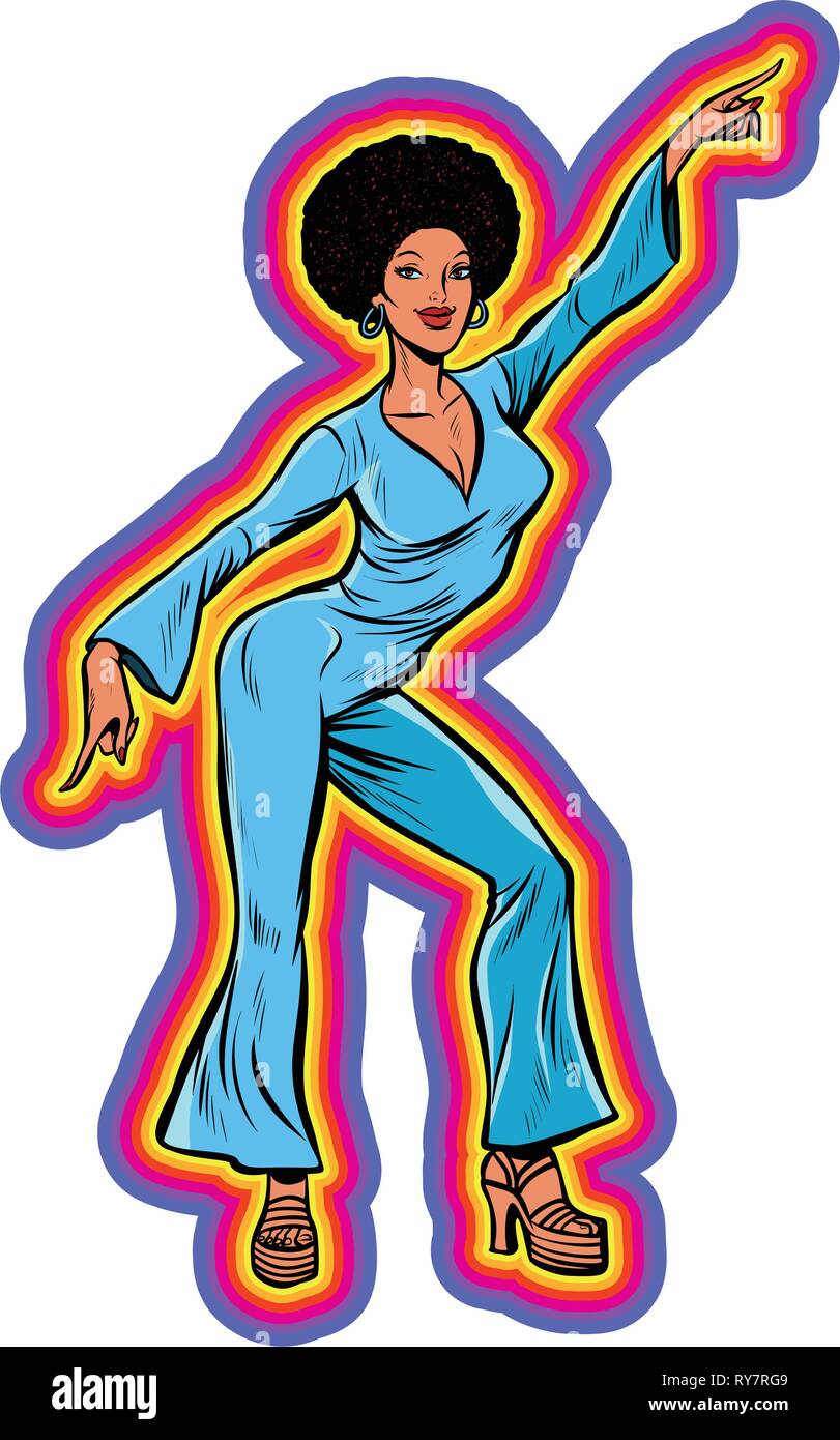 Disco Woman Dancing Eighties Style 80s Afro Hairstyle