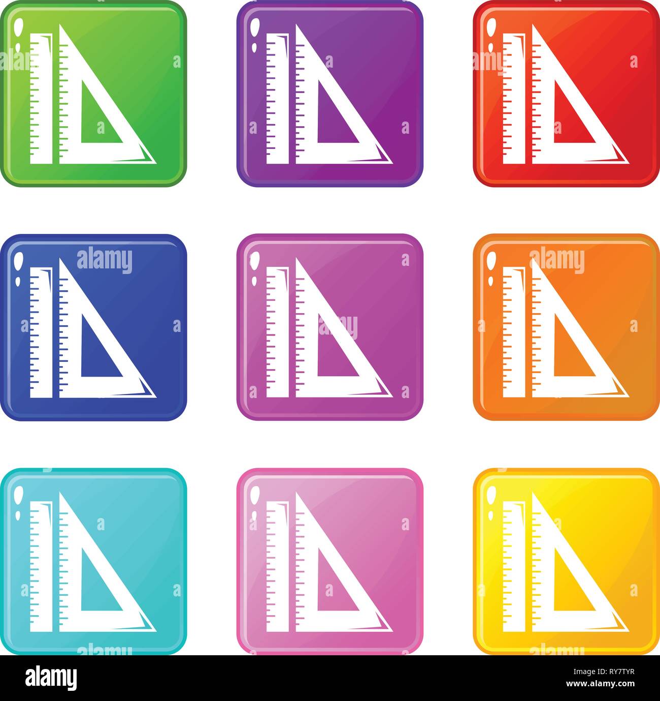 Ruler icons set 9 color collection Stock Vector Image & Art - Alamy