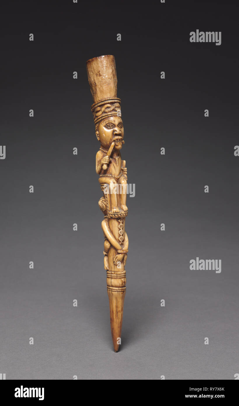 Scepter, late 1800s-early 1900s. Central Africa, Democratic Republic of the Congo (most likely), Cabinda, or Republic of the Congo, probably Yombe people. Ivory; overall: 28 x 2.5 x 4 cm (11 x 1 x 1 9/16 in Stock Photo