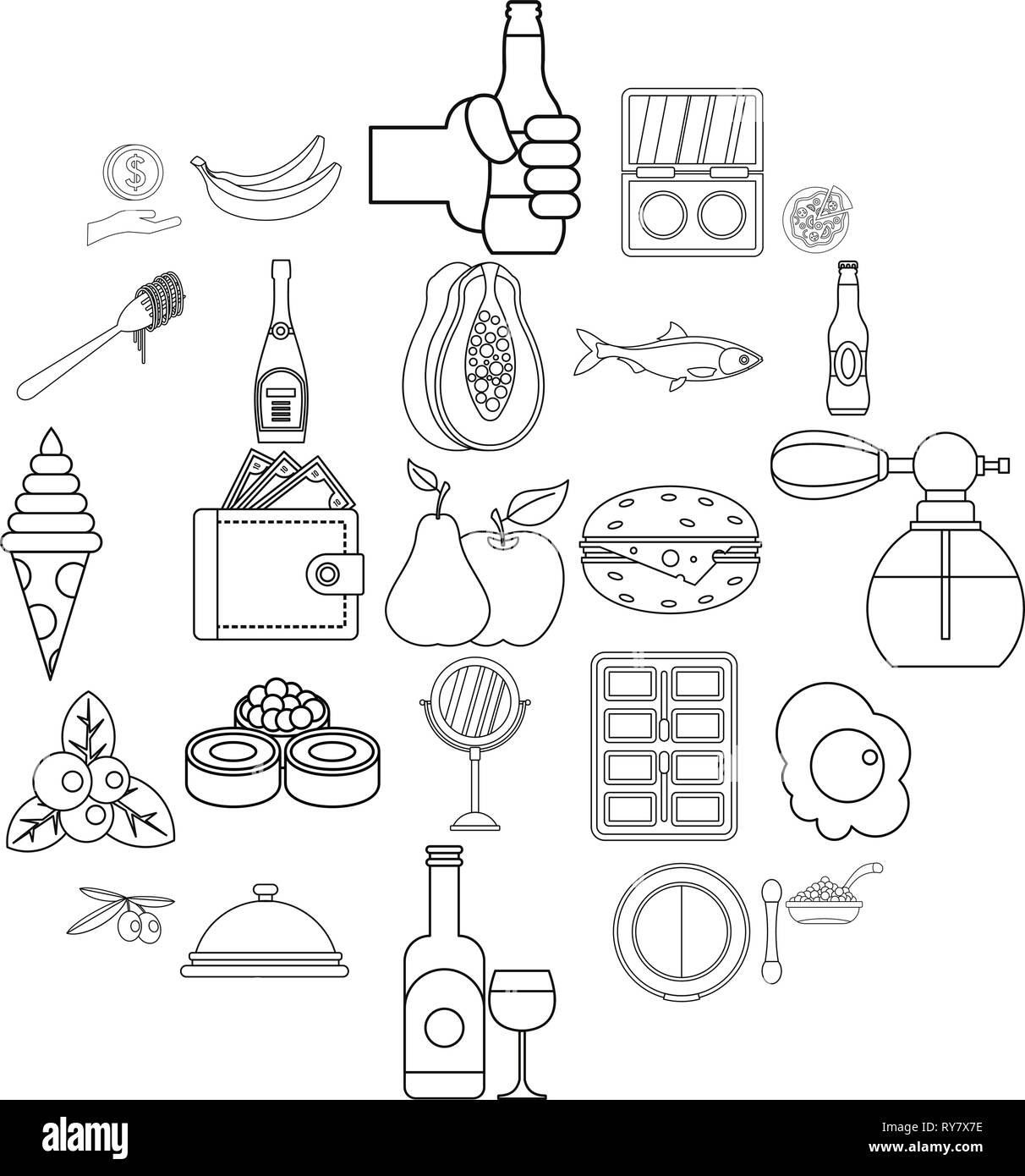 Restaurant icons set, outline style Stock Vector Image & Art - Alamy