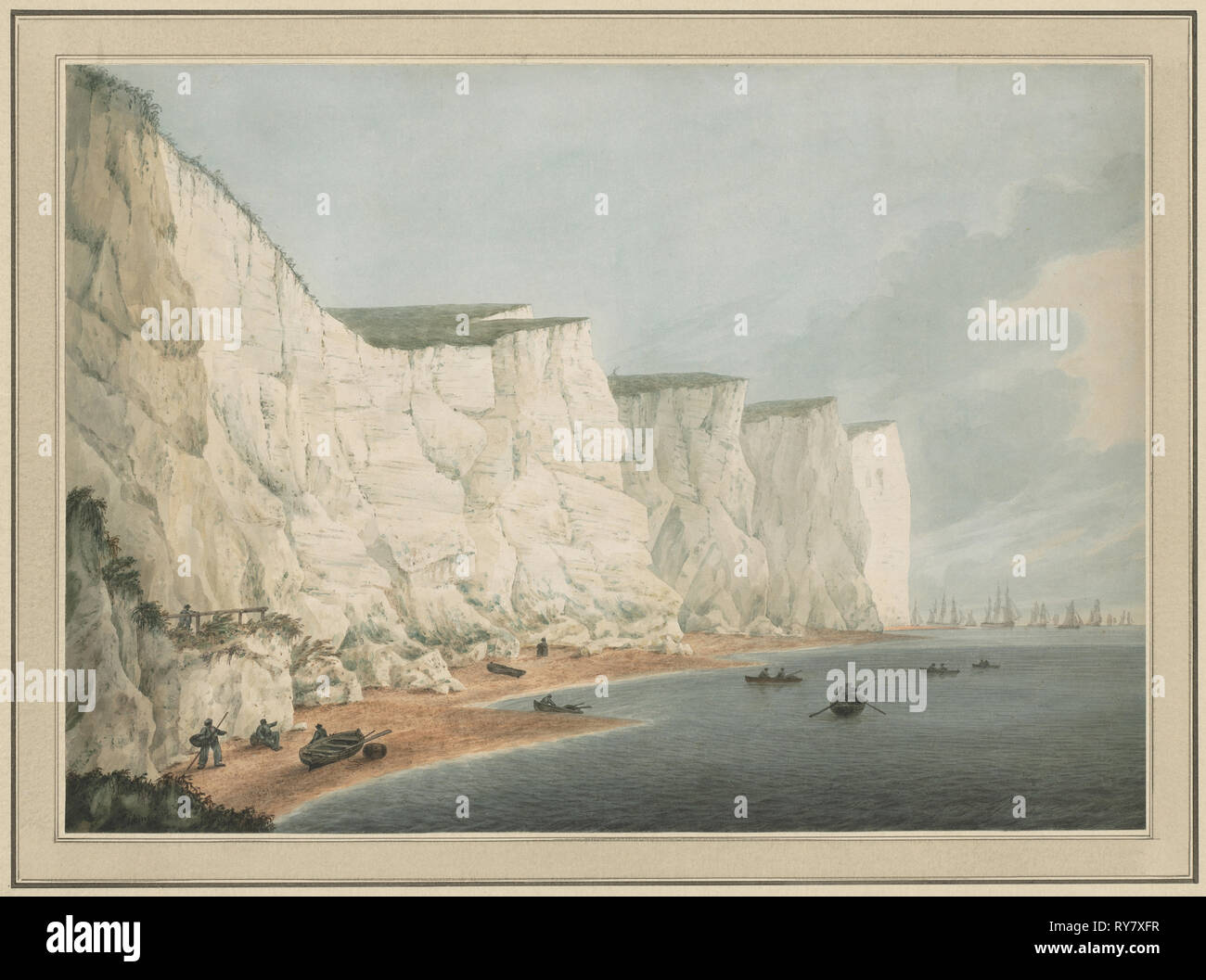 The Fleet Off the Coast, Beachy Head, c. 1790-1805. Samuel Atkins (British, 1760-1810). Watercolor with graphite underdrawing; sheet: 34.4 x 48.4 cm (13 9/16 x 19 1/16 in Stock Photo