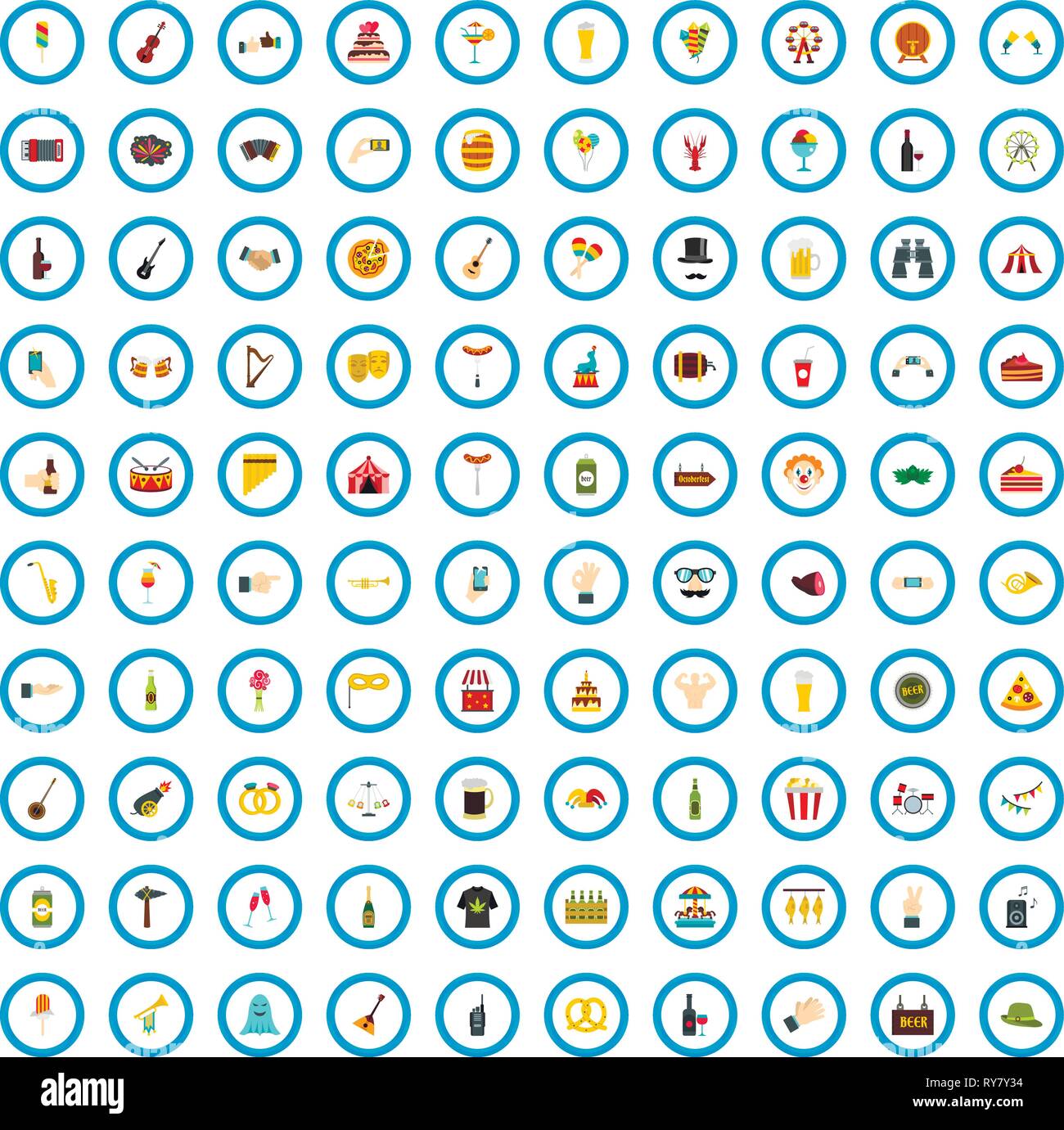 100 festivity icons set, flat style Stock Vector Image & Art - Alamy
