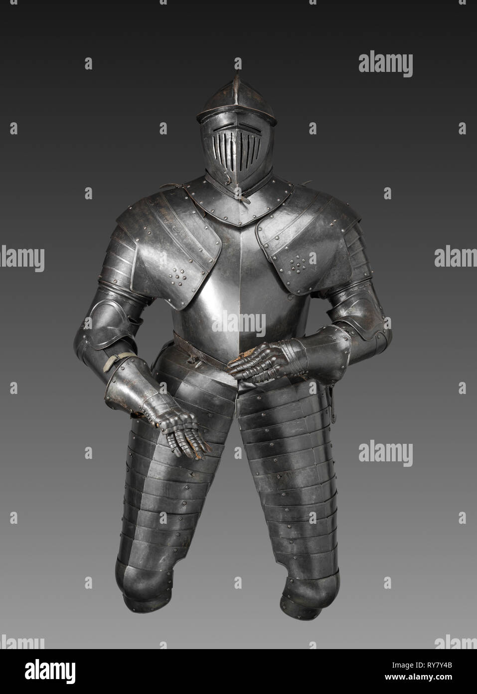 Cuirassier's Armor, c. 1600-1620. Austria, Graz(?), early 17th century. Steel (originally blued, now black); leather straps; overall: 171.4 cm (67 1/2 in Stock Photo