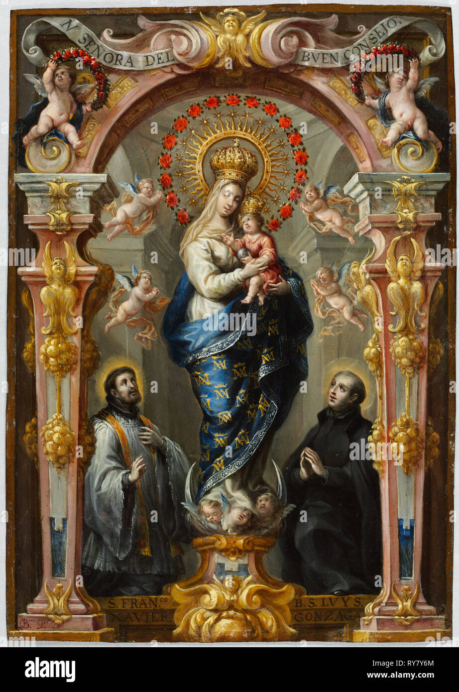 Our Lady of Good Counsel, c. 1680. Bartolomé Pérez (Spanish, 1634-1693). Oil on copper; framed: 50 x 40 cm (19 11/16 x 15 3/4 in.); unframed: 37 x 26 cm (14 9/16 x 10 1/4 in Stock Photo