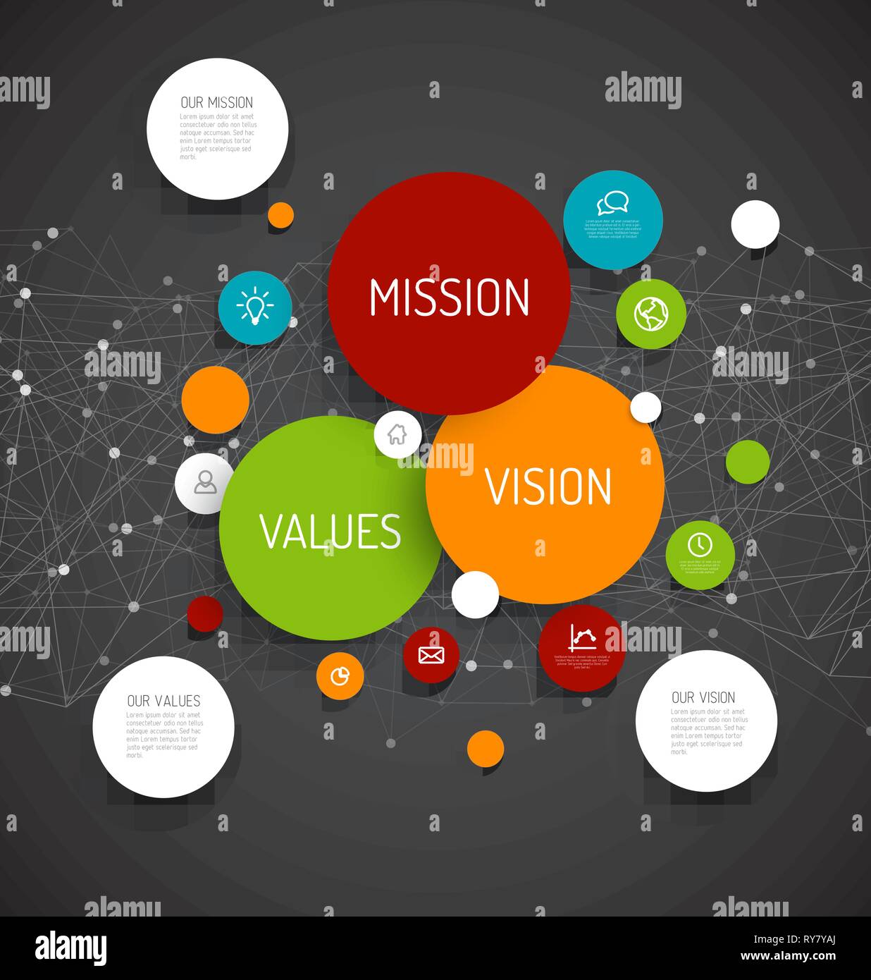 Vector Mission, vision and values diagram schema infographic with ...