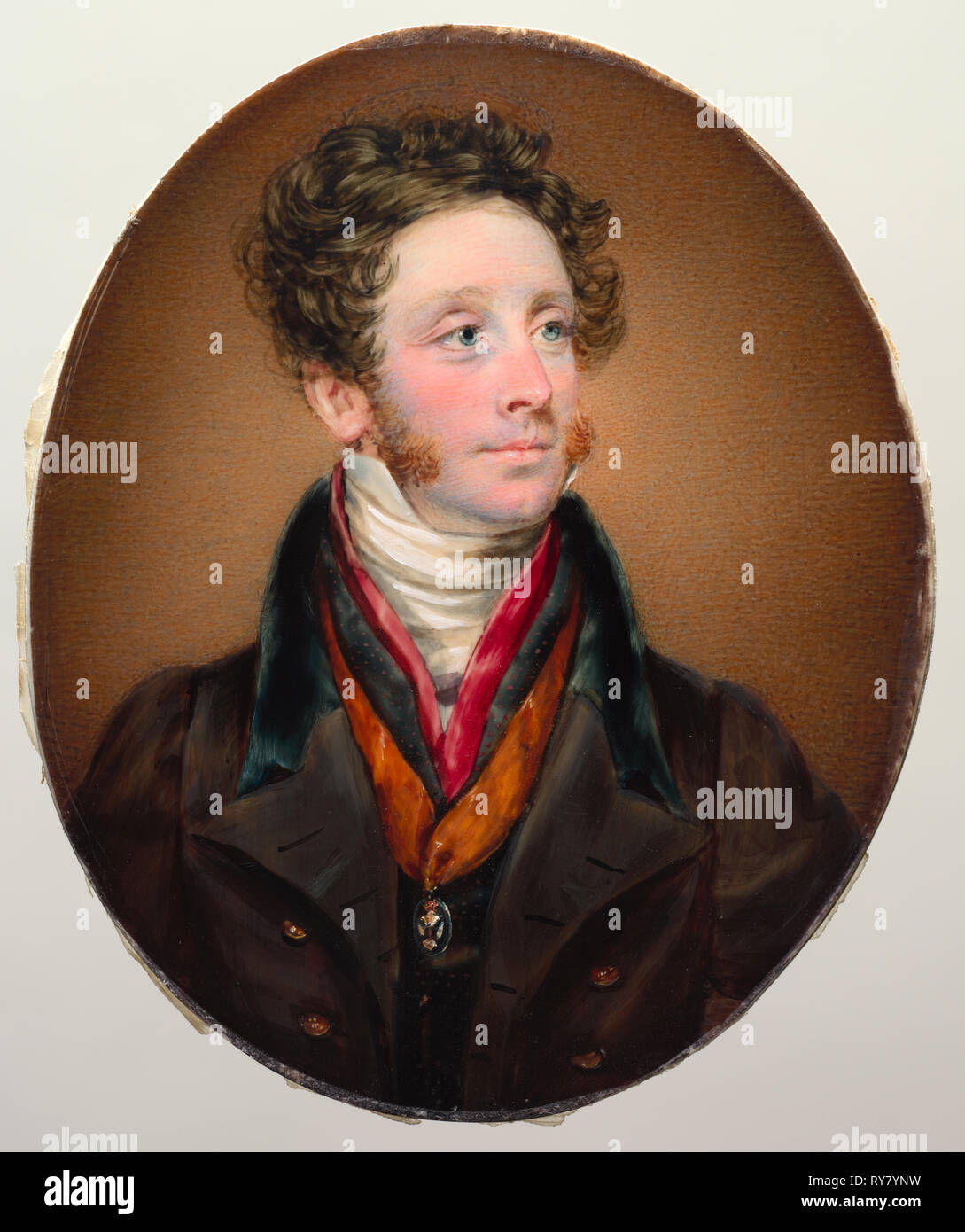 Portrait of John Francis Miller Erskine, Earl of Mar and Earl of Kellie, 1825. Kenneth Macleay (Scottish, 1802-1878). Watercolor on ivory; framed: 14.8 x 12.8 cm (5 13/16 x 5 1/16 in.); overall: 10 x 8 cm (3 15/16 x 3 1/8 in Stock Photo