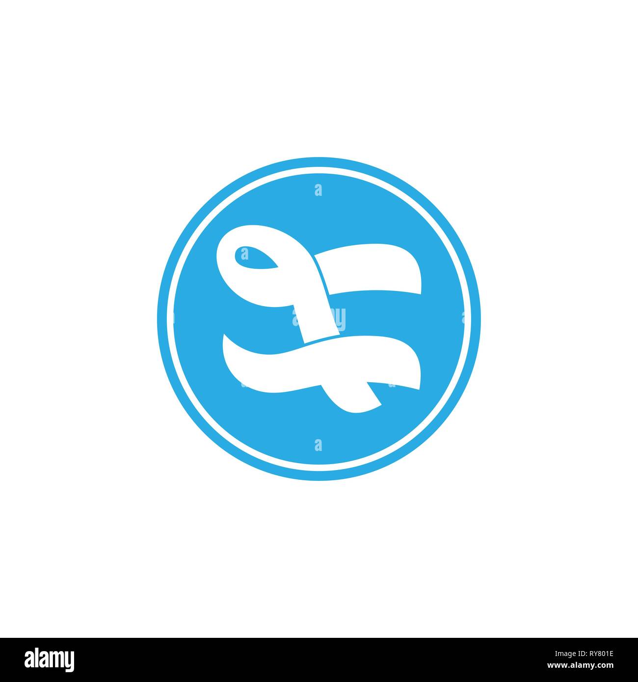 abstract letter t blue wavy design logo vector Stock Vector