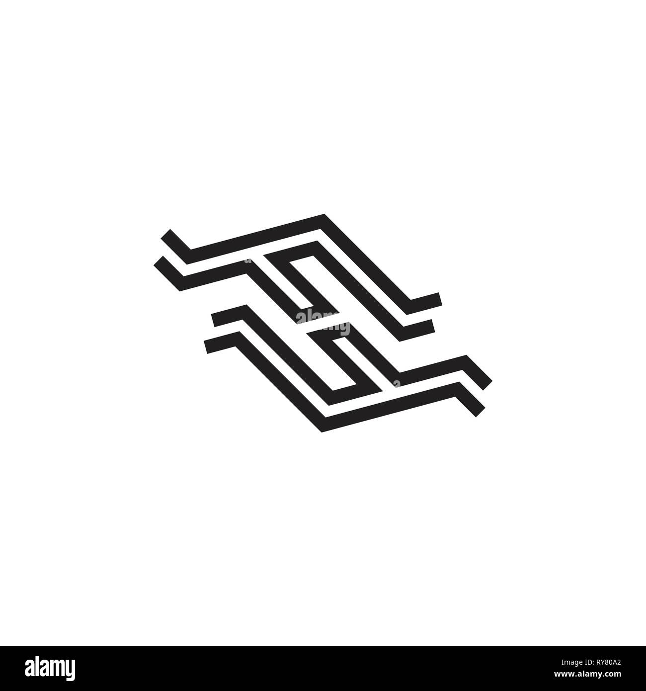letters fh abstract line logo vector Stock Vector