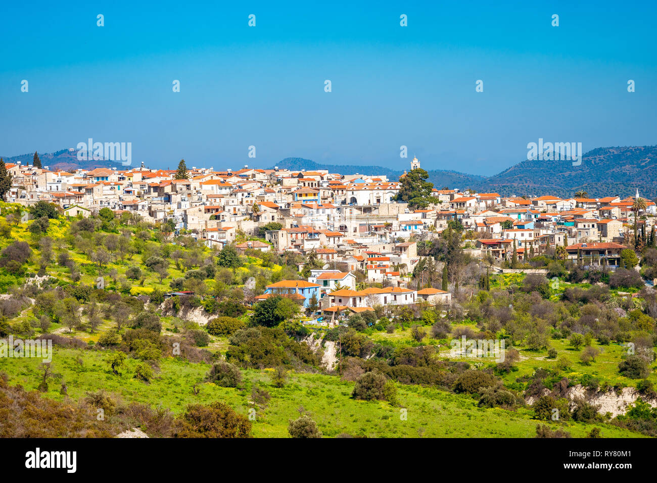 Amazing view of famous landmark tourist destination valley Pano Lefkara
