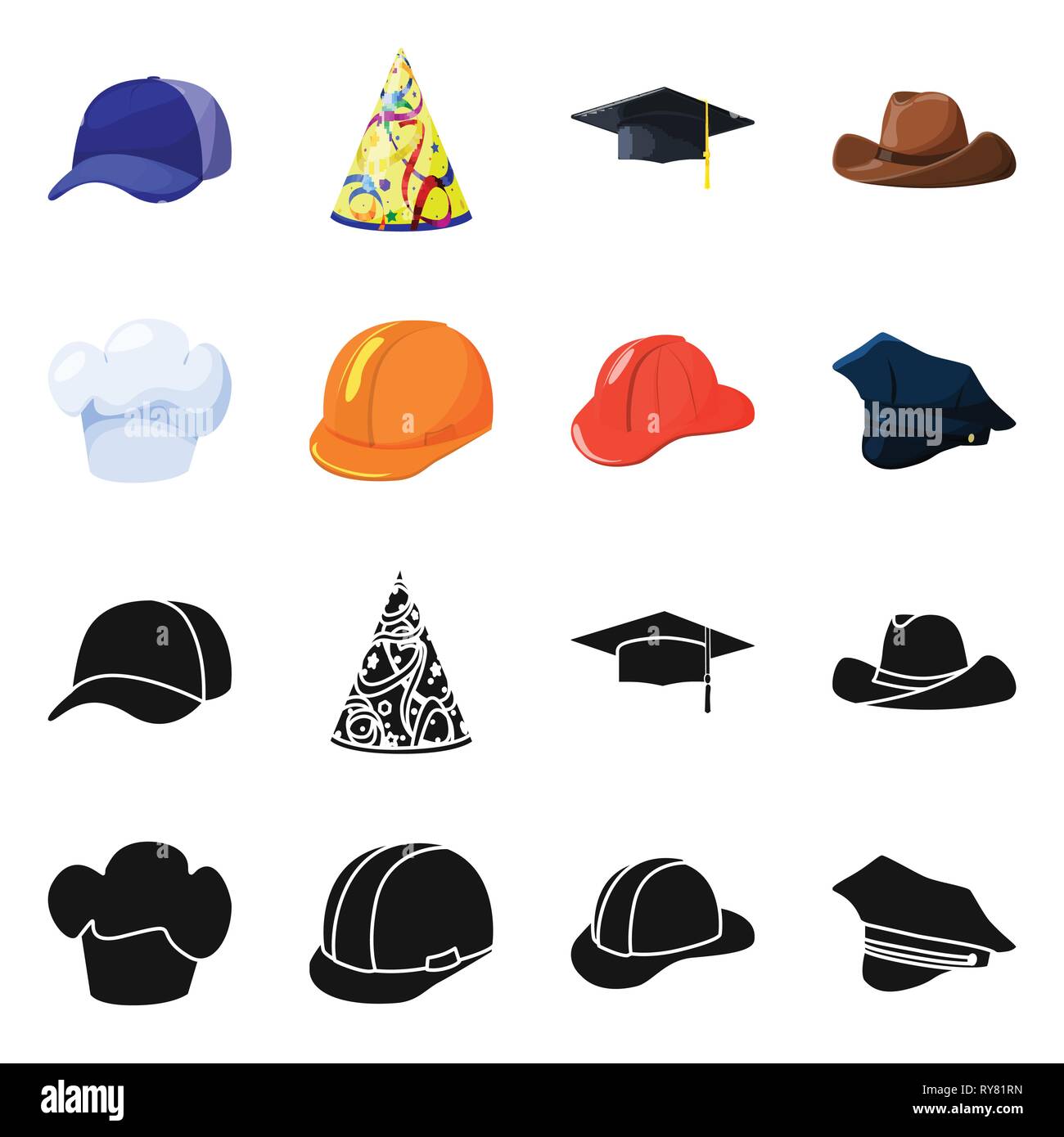 Vector illustration of clothing and cap sign. Collection of clothing ...