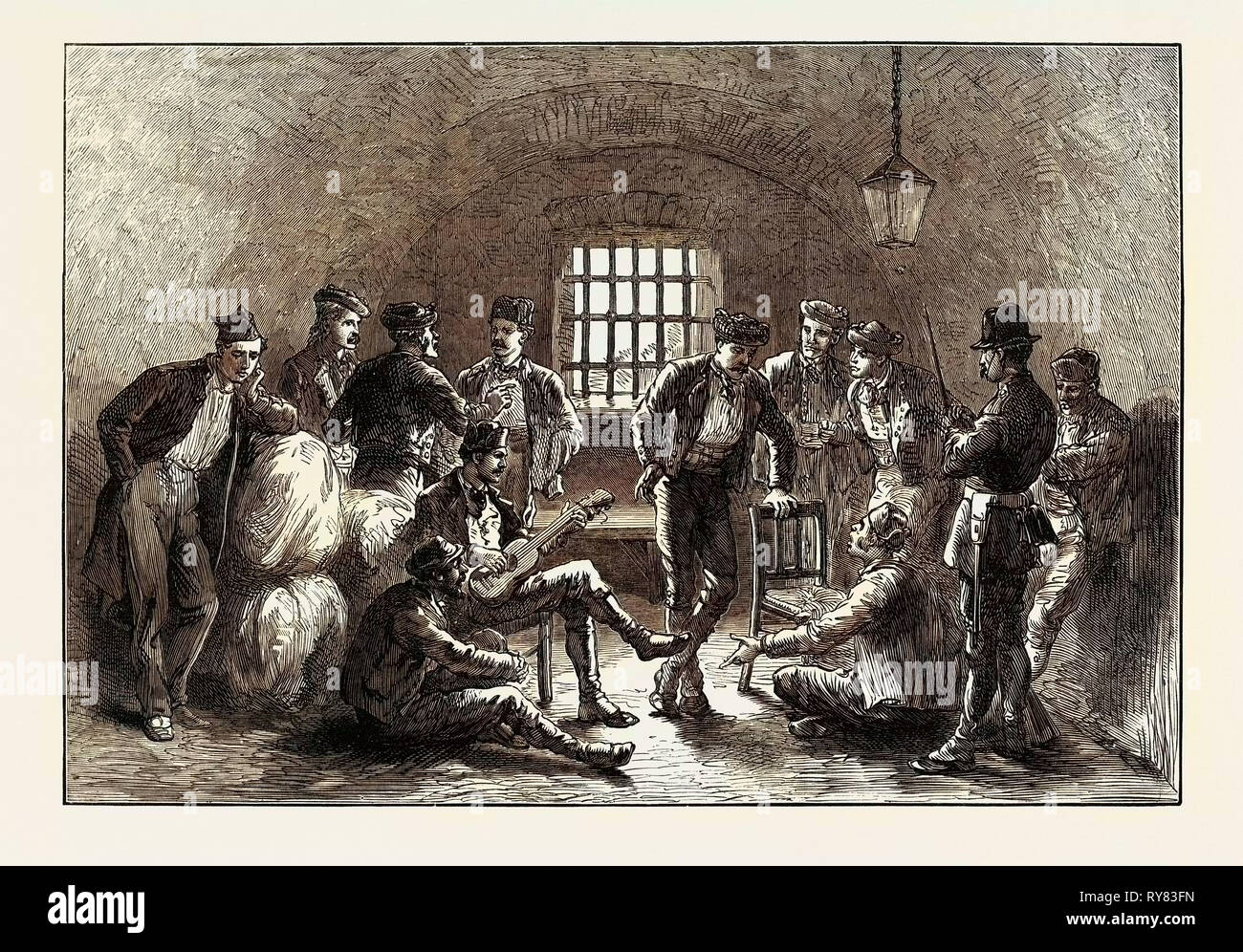 Spain: Carlist Prisoners in the Ancient Moorish Prison of the Alhambra 1873 Stock Photo