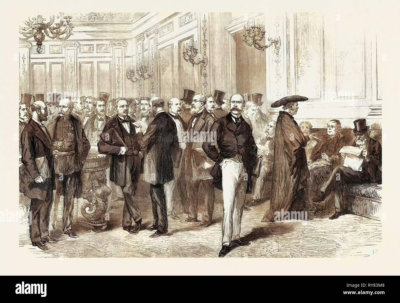 Gentlemen in Conversation 1873 Stock Photo