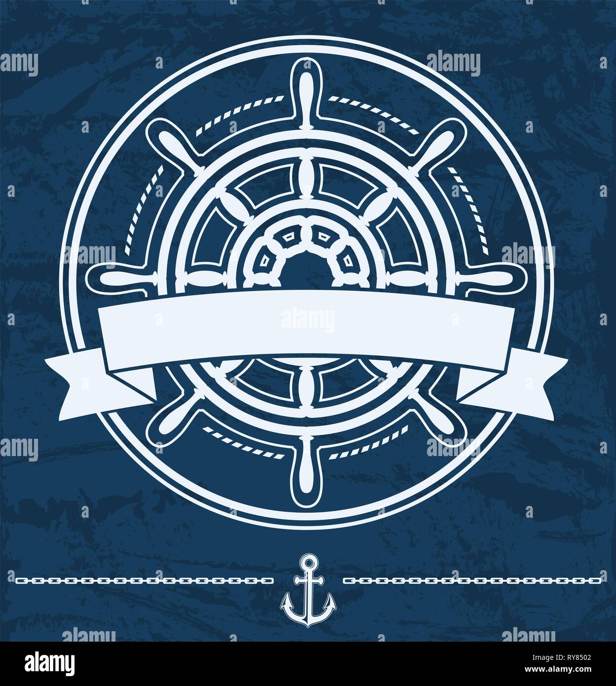 Ship steering wheel emblem with banner Stock Vector Image & Art Alamy