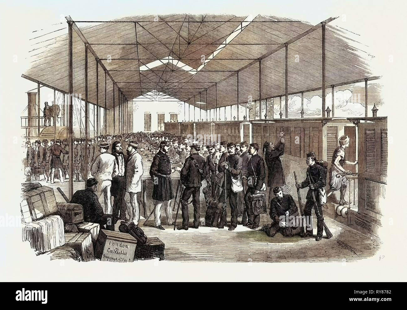 Indian Reliefs Embarking at Suez 1867 Stock Photo