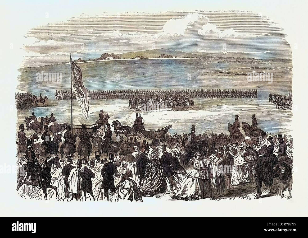 The Countess of Kimberley Presenting New Colours to the 24th Regiment at the Curragh of Kildare 1866 Ireland Stock Photo