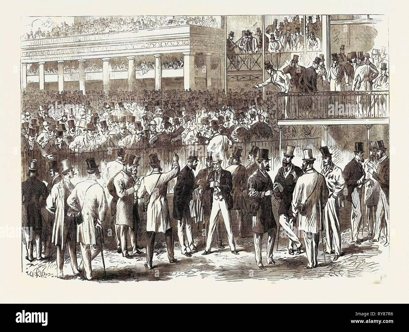 Ascot Races: The Betting Ring at Ascot UK 1866 Stock Photo