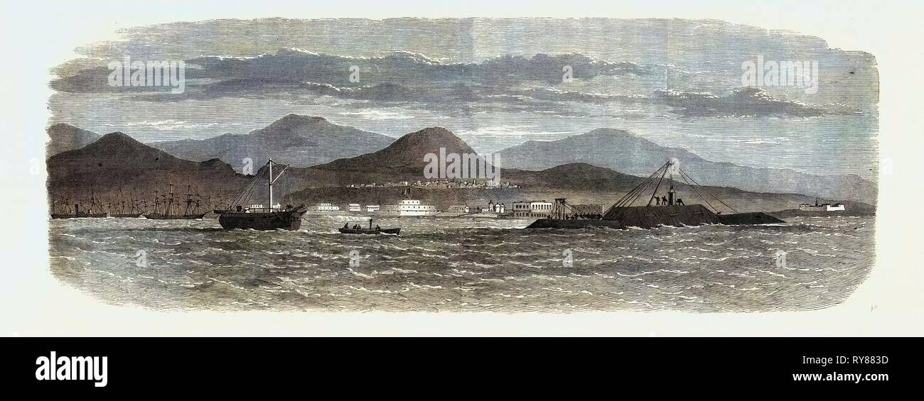 The Peruvian Ironclad Loa Ashore on Callao Spit 1866 Stock Photo