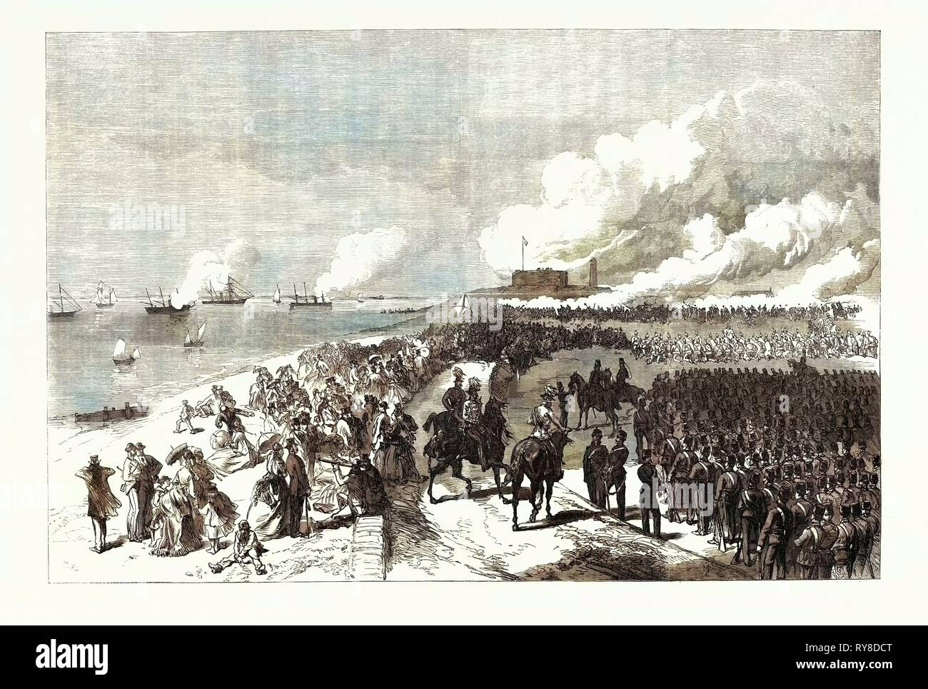 The Volunteer Review at Portsmouth: Attack on Southsea Castle UK 1869 Stock Photo