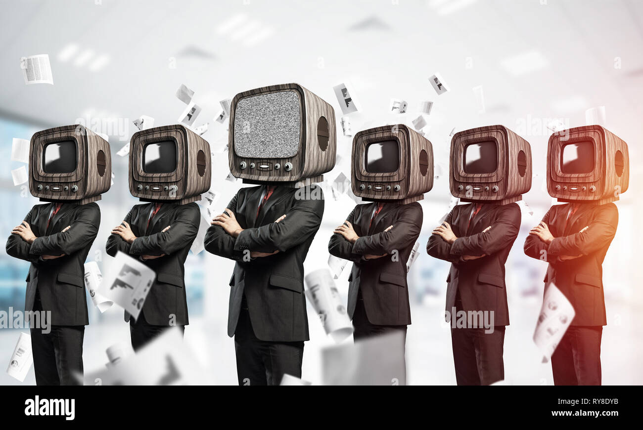 Television addiction of business people Stock Photo Alamy