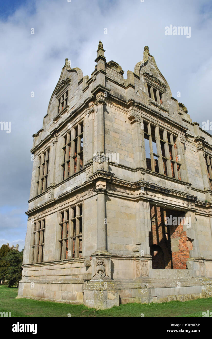 A photograph of the west wing of Moreton Corbet Castile showing the