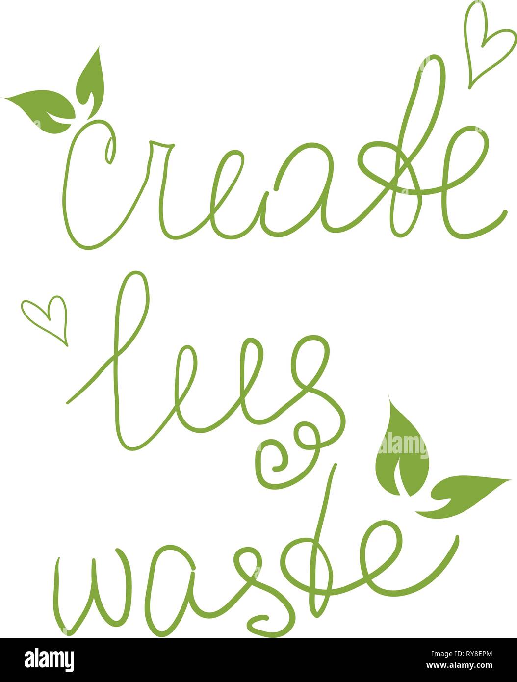 Zero Waste Concept. Hand drawn elements of zero waste life. Zero waste concept card. Good for posters, banners, web design, cards. Create less waste.  Stock Vector