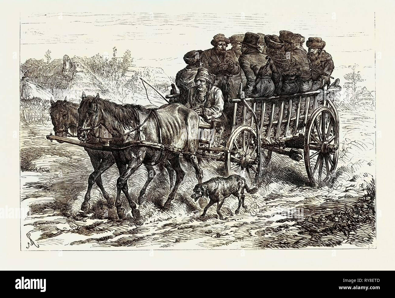 Polish Jews Driving to Market: on the Polish Russian Frontier 1880 Stock Photo