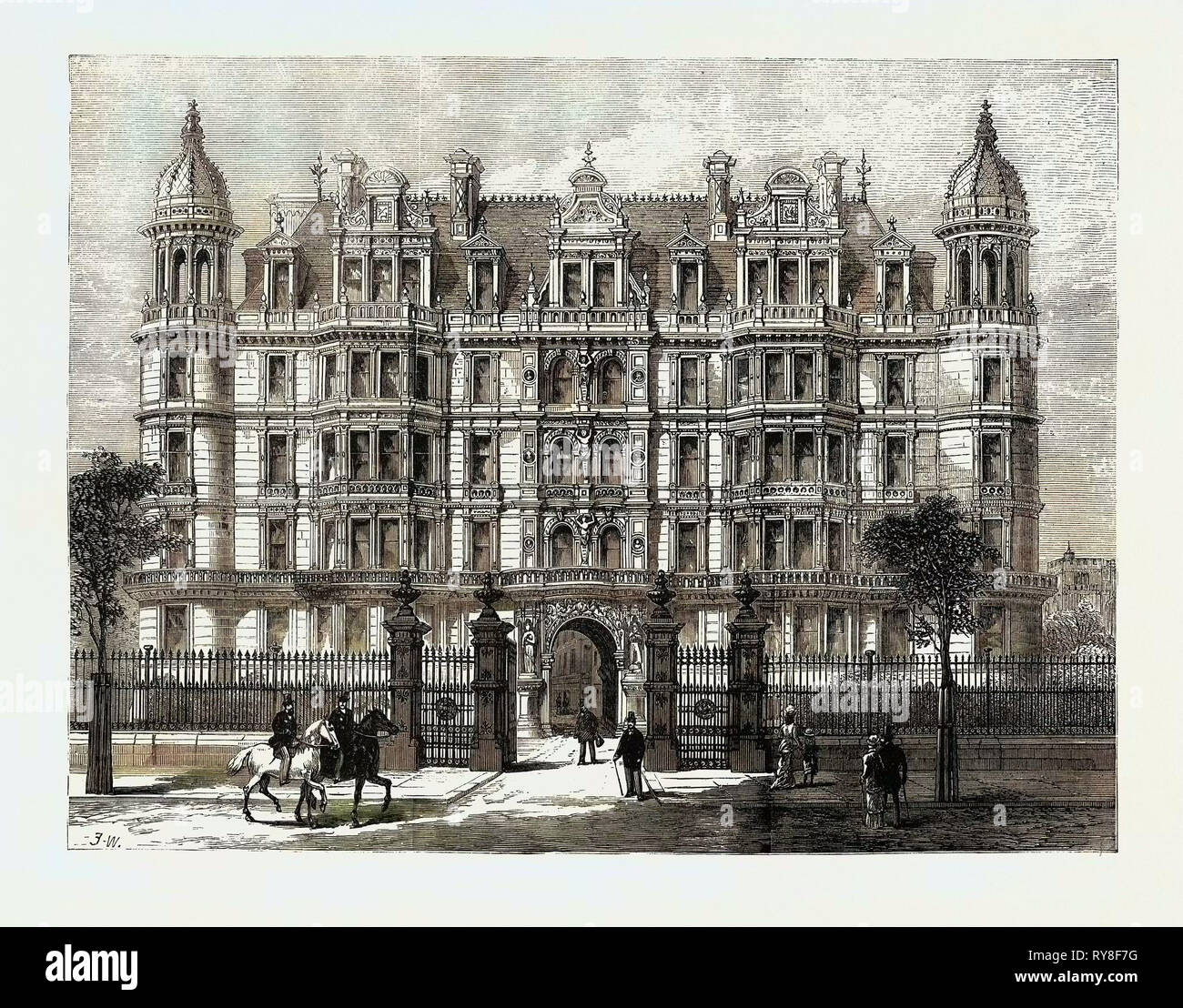 New Buildings Temple Gardens 1880 Stock Photo