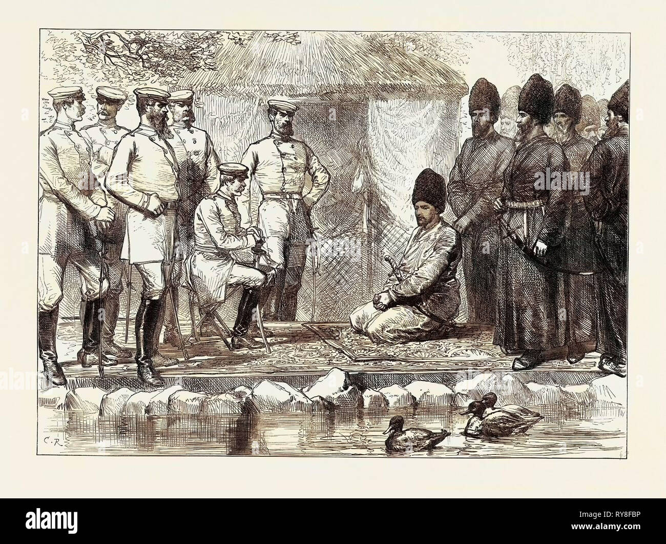 Interview Between General Kaufmann and the Khan of Khiva 1874 Stock Photo