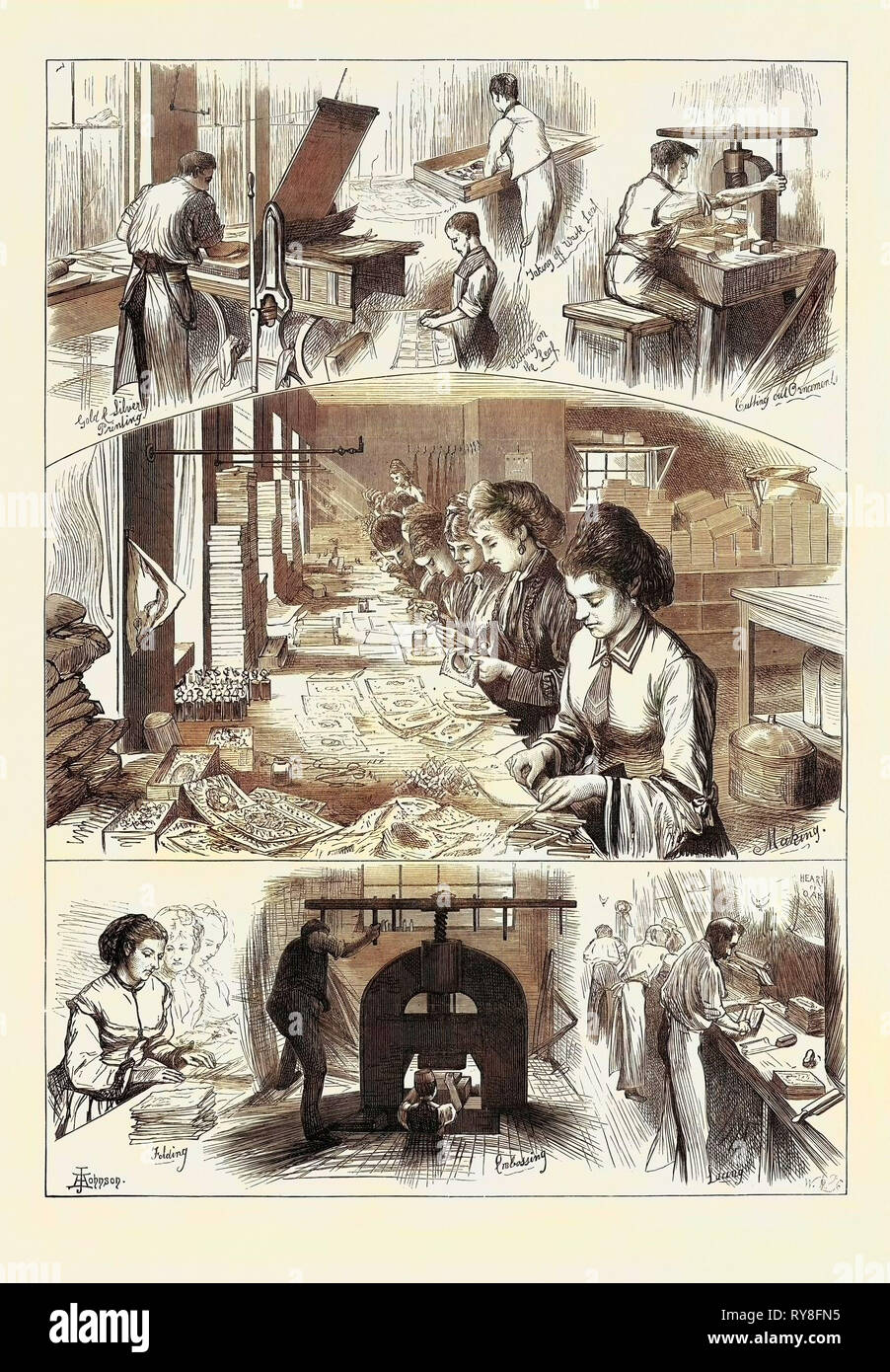 The Manufacture of Valentines 1874 Stock Photo