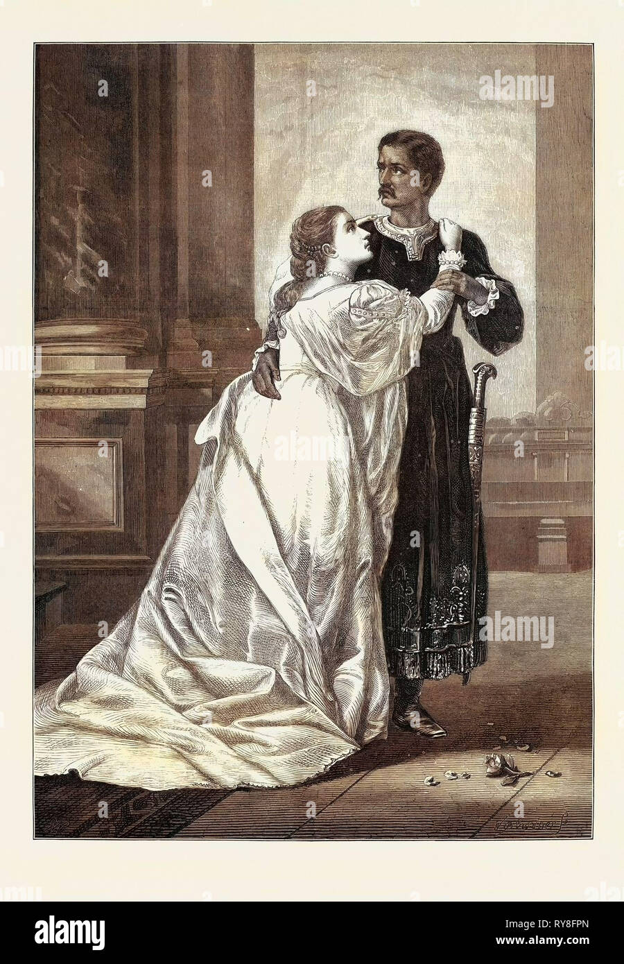 Othello and Desdemona, 1874 Stock Photo