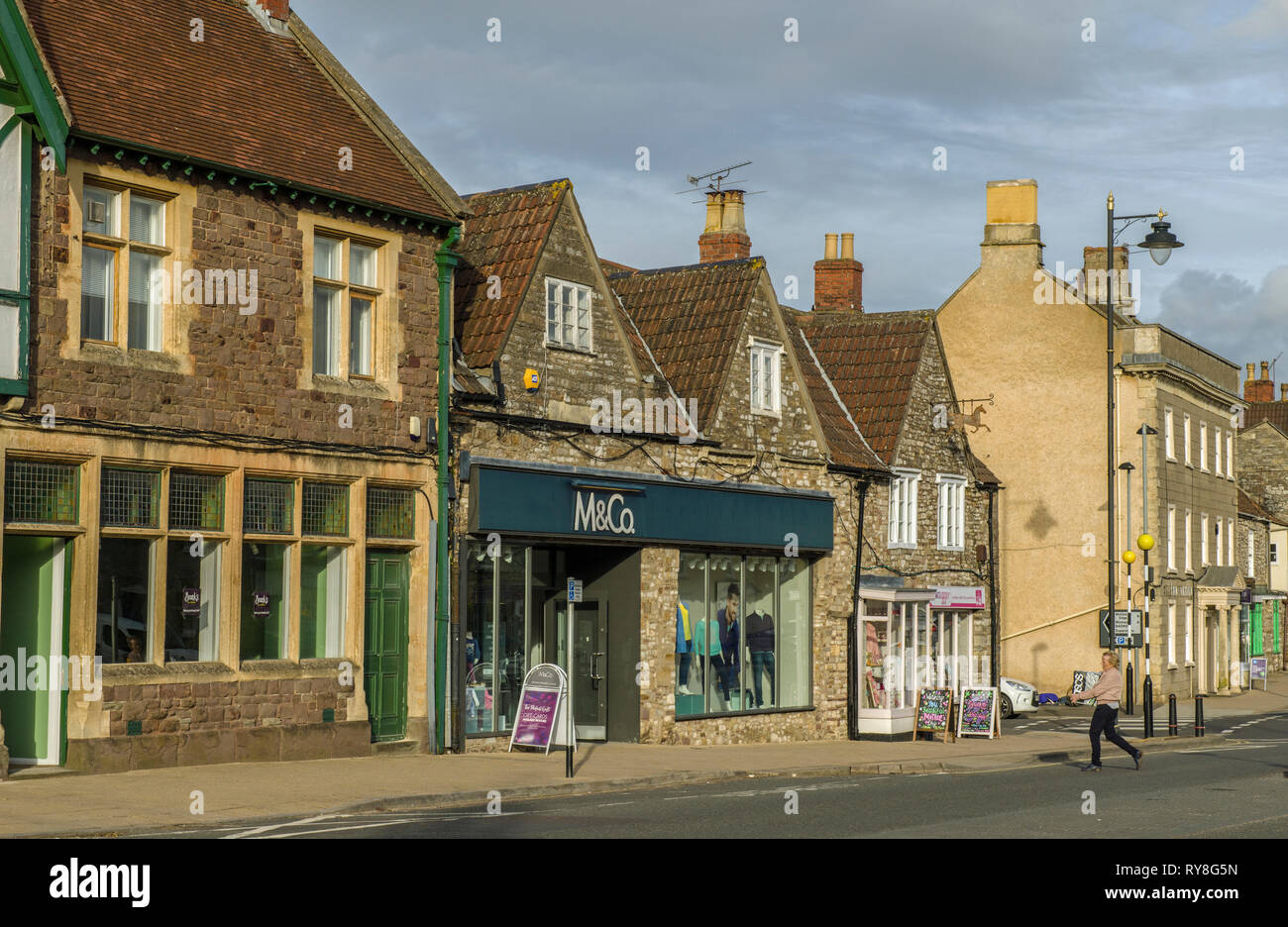 The High Street in Chipping Sodbury, a rural market town in the South Gloucestershire County, South West England Stock Photo