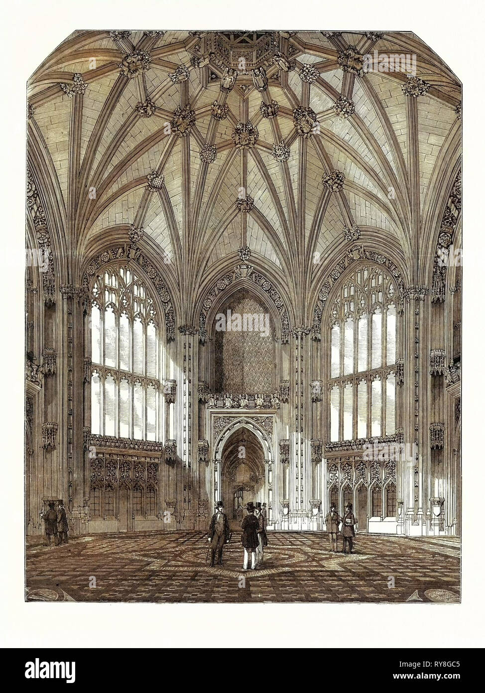 The New Palace, Westminster: The Great Octagon, or Central Hall, New Houses of Parliament, 1852 Stock Photo