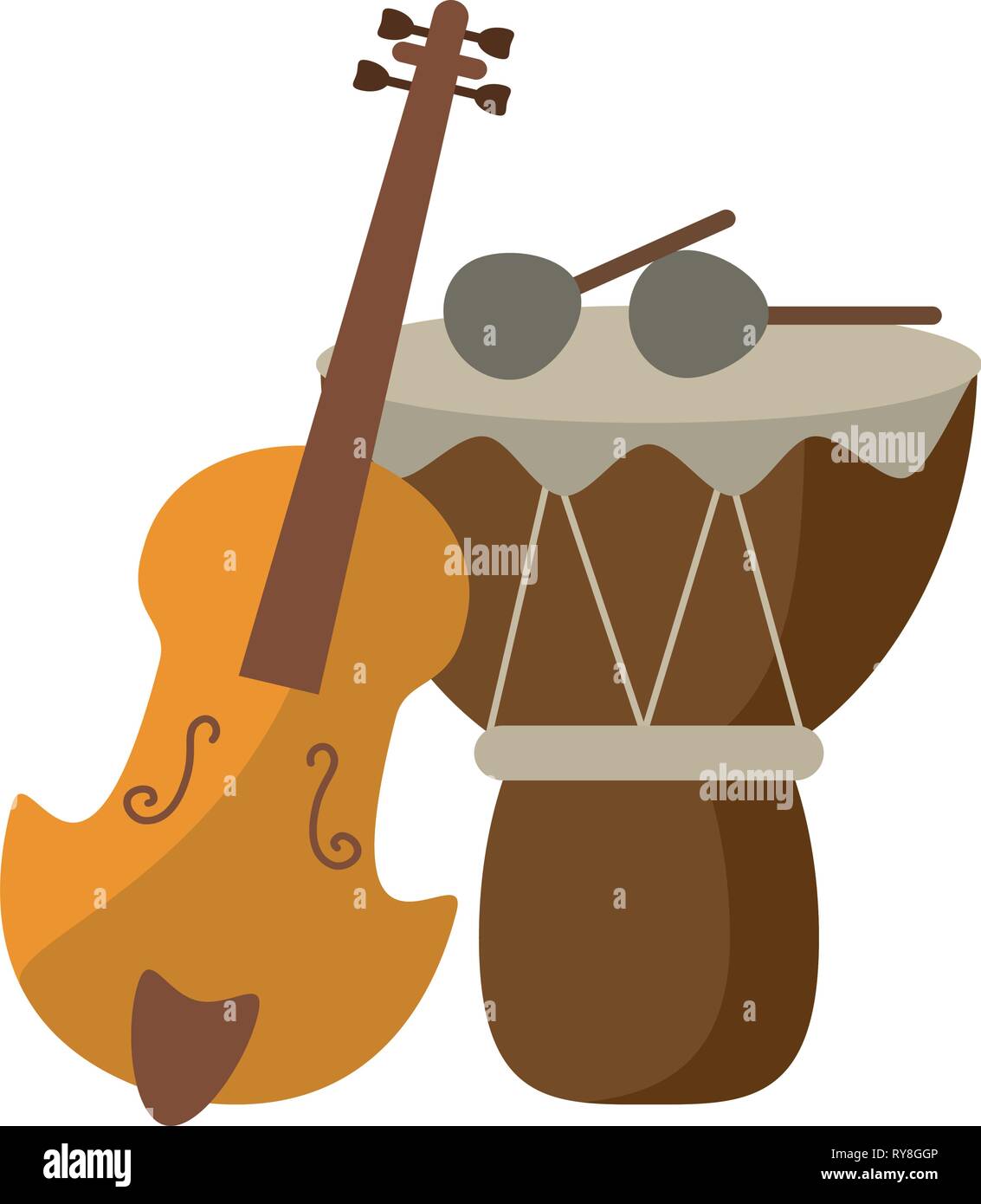 Acoustic guitar and drum with sticks Stock Vector Image & Art Alamy