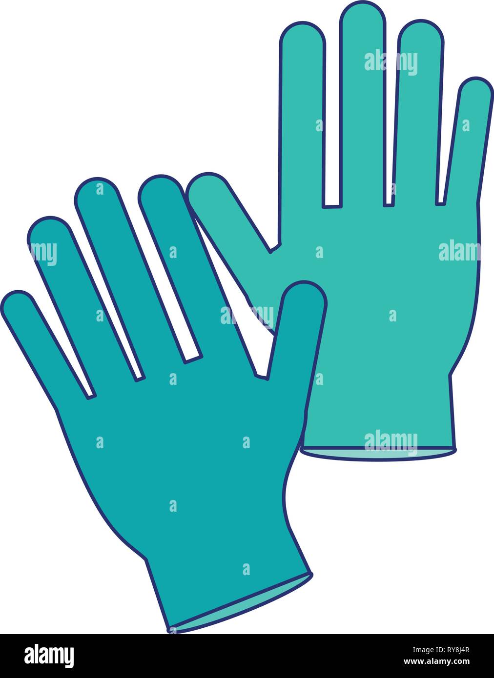 Medical gloves isolated blue lines Stock Vector Image & Art - Alamy
