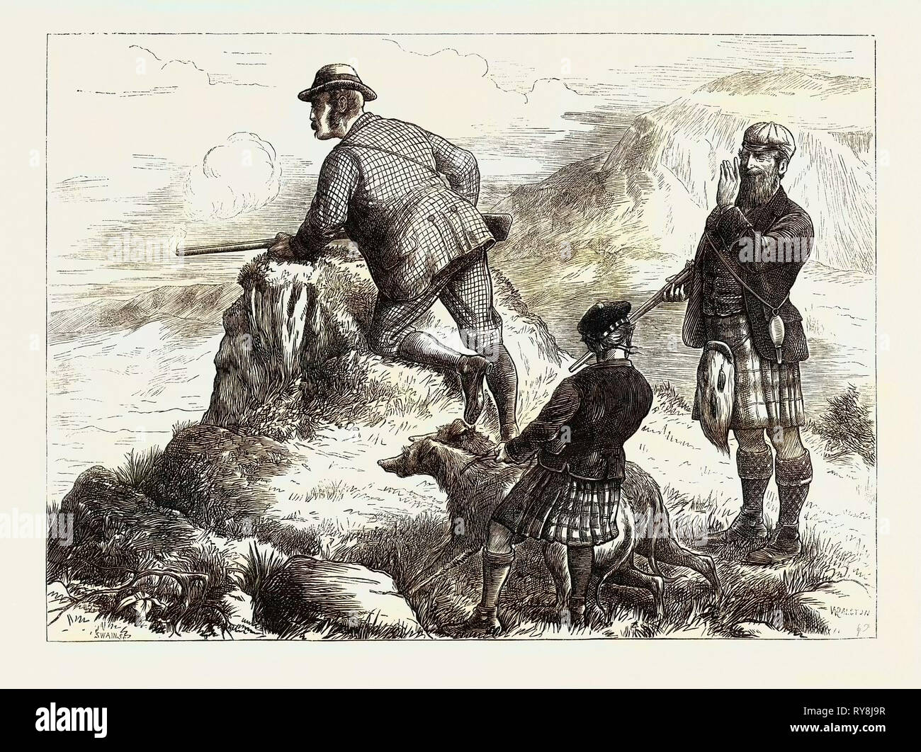 Highland Deerstalking: by George! Missed Again. 1871 Stock Photo