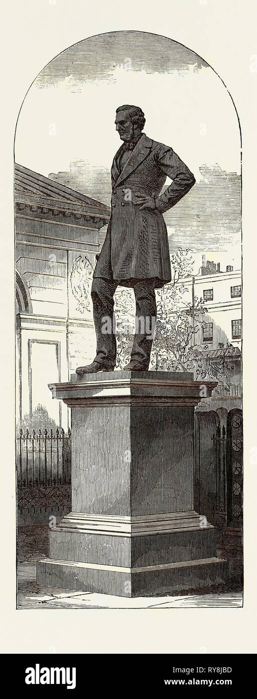 Statue of Robert Stephenson in Euston Square 1871 Stock Photo