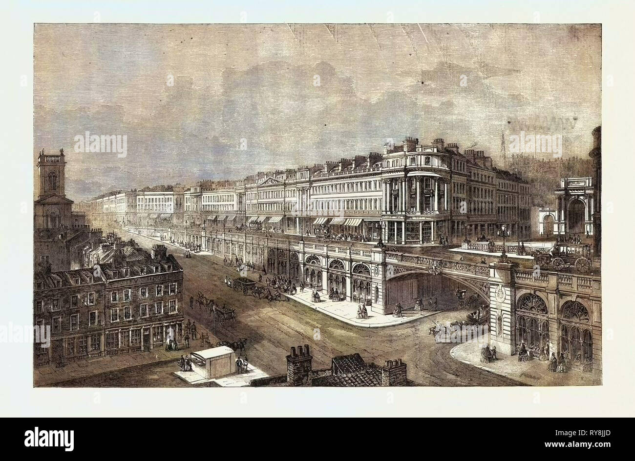 View of the Proposed High Level Road or Viaduct from St. Sepulchre's Church to Hatton Garden Looking West, in the Exhibition of the Royal Academy London Stock Photo