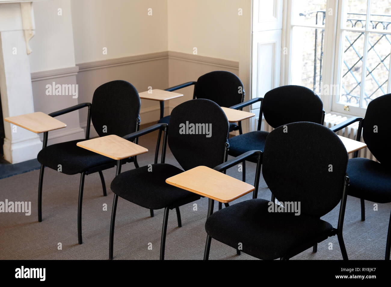 Chairs With Attached Desks At Tefl Lab In London England Stock
