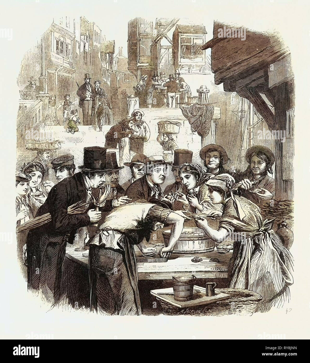 The First Day of Oysters: A London Street Scene Stock Photo
