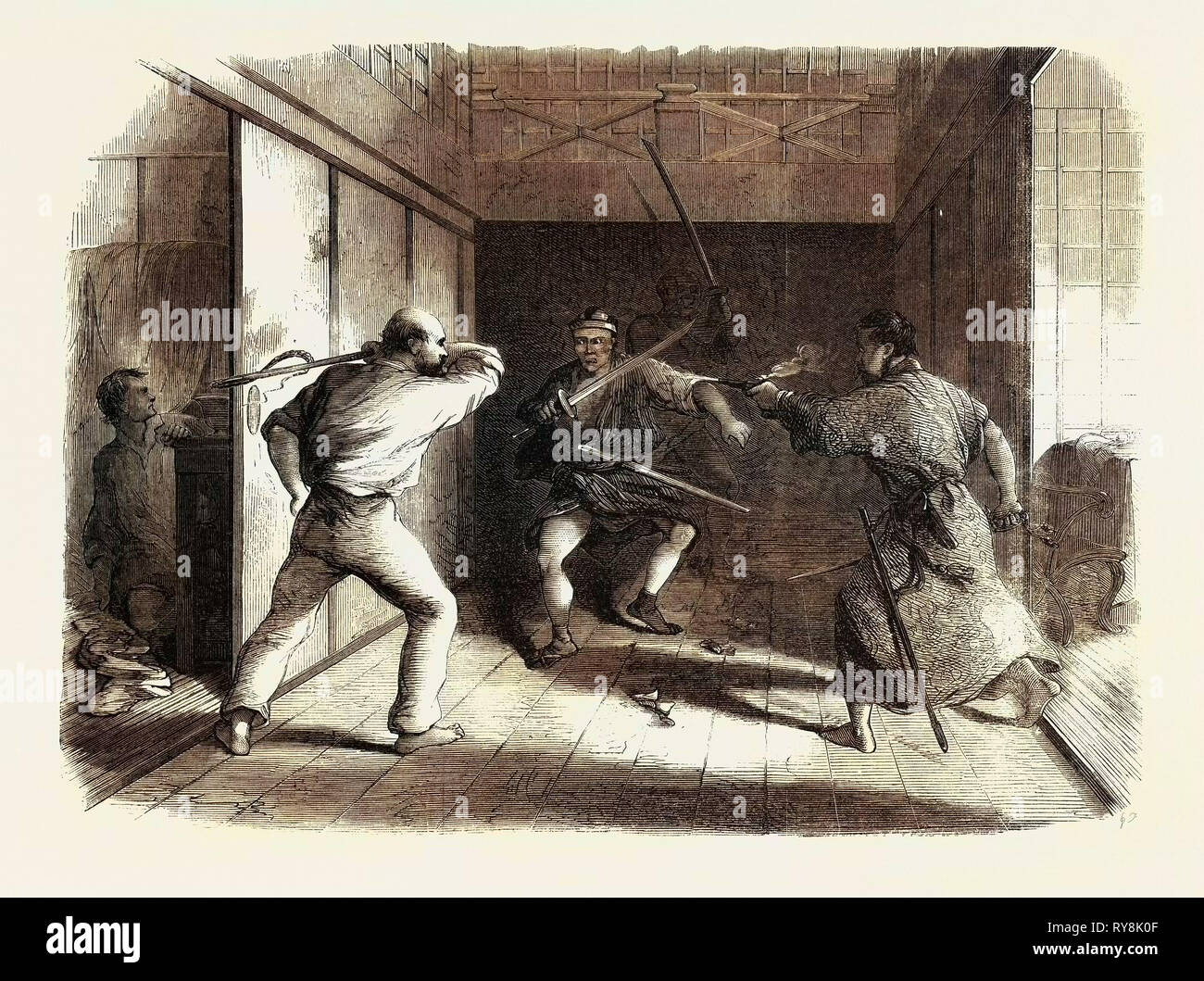 The Outrage on the British Embassy at Jeddo Japan: Attack on Messrs. Oliphant and Morrison Stock Photo
