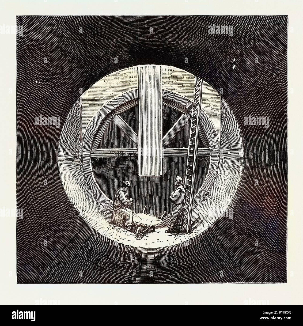 Bottom of a Shaft in the Southern High Level Sewer at Peckham London Main Drainage Stock Photo