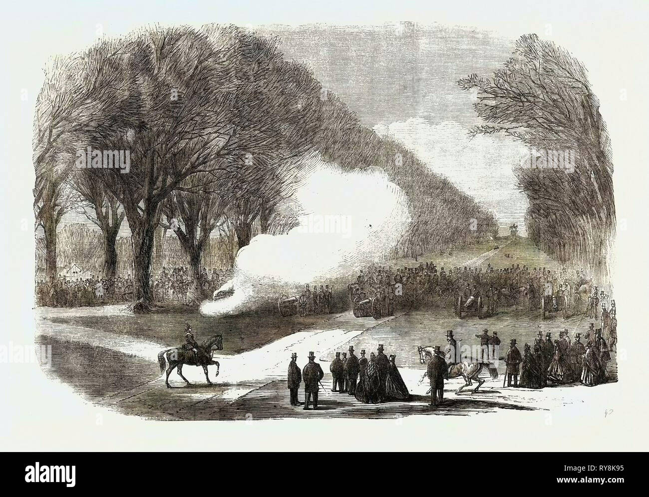 Firing Minute Guns in the Long Walk Windsor Park the Funeral of His Late Royal Highness the Prince Consort Stock Photo