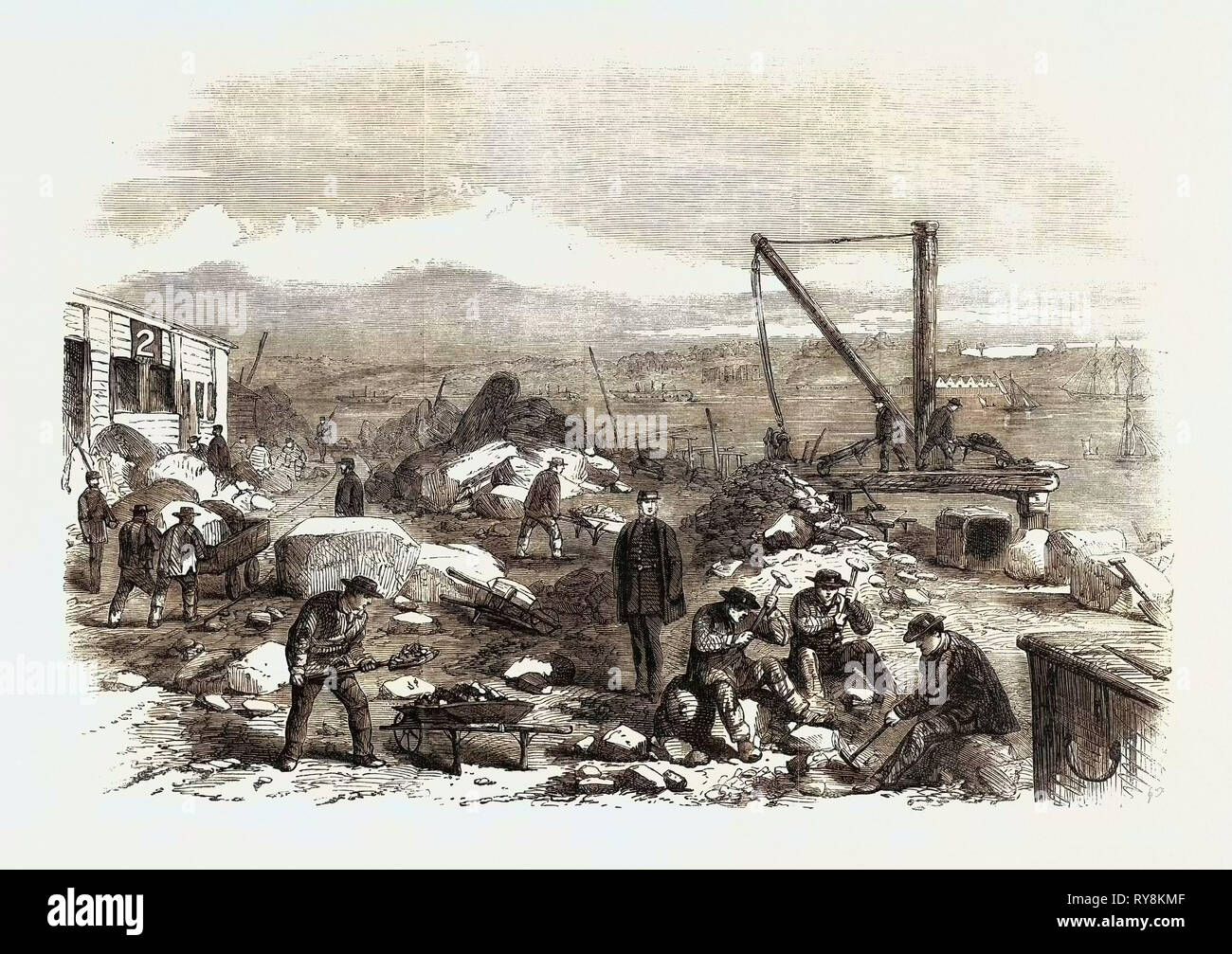 St. Mary's Island: The Convicts at Labour Chatham Prison 1861 Stock Photo